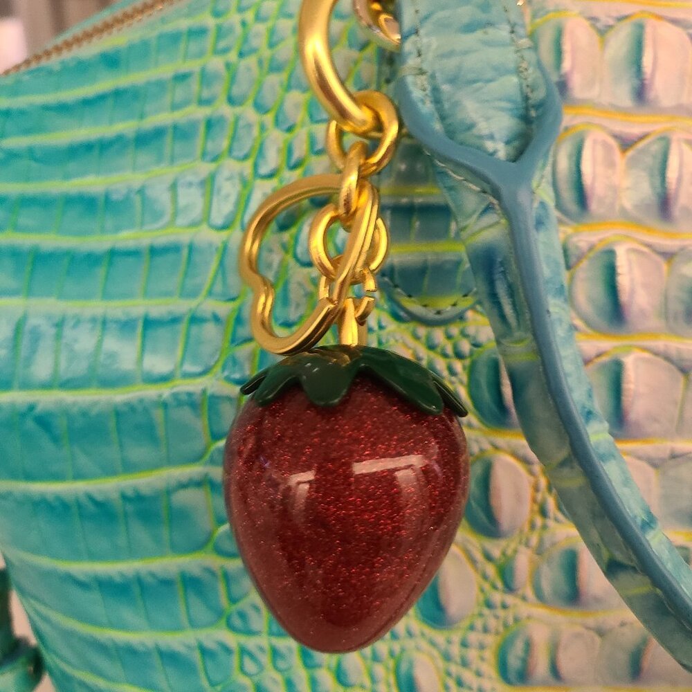 Red Strawberry Purse Charm and Key Ring
